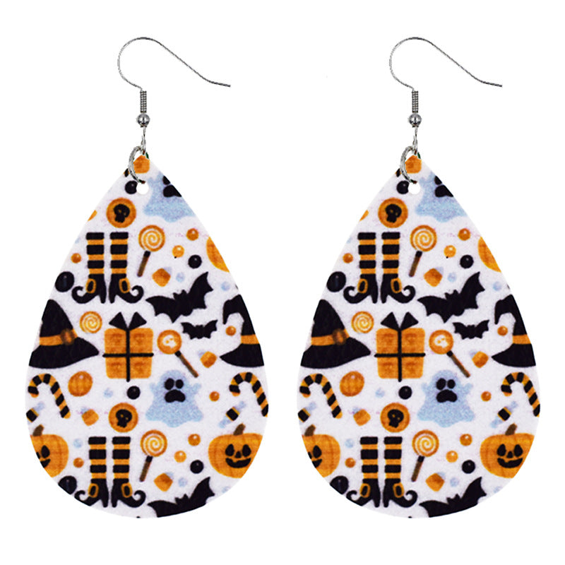 Wholesale Bat Elf Water Drop  Leather Earrings